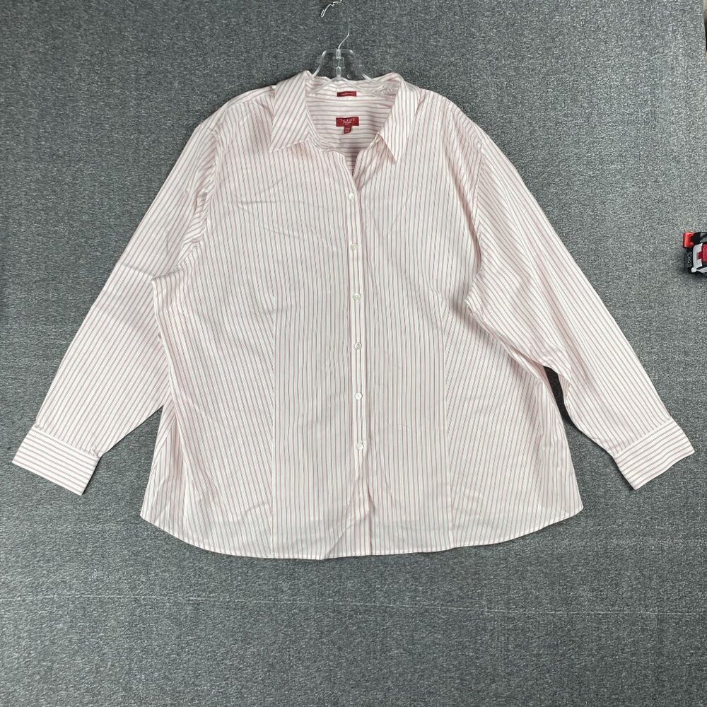 Talbots Button Top Womens Size 24W Pink White Striped Work Office Capsule Career